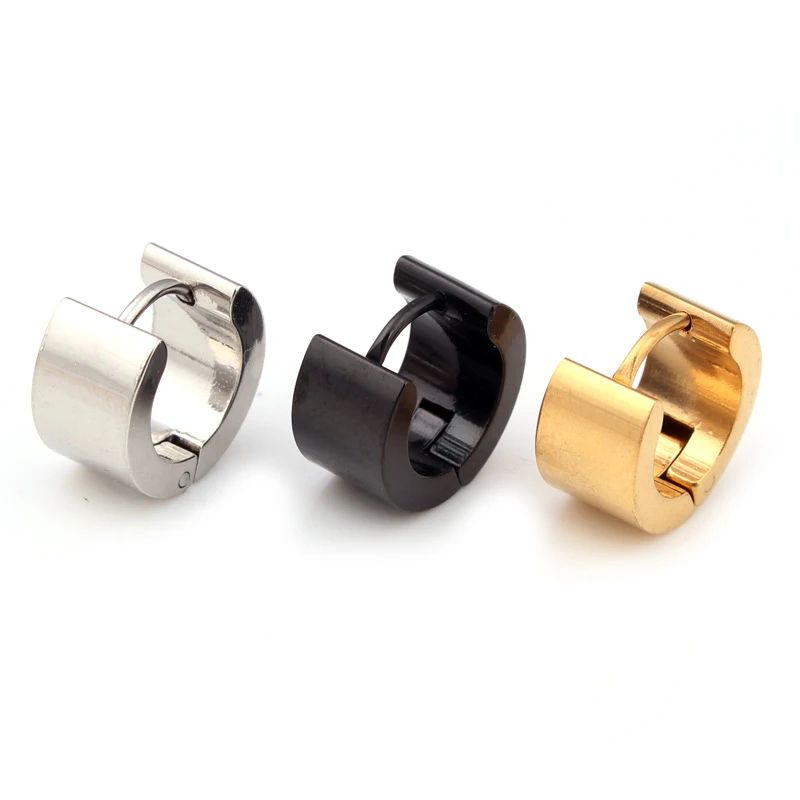 

2019 fashion 1 pair High Quality round Stainless Steel Studs Mens silver black gold Earrings Stud Earring for girl boy
