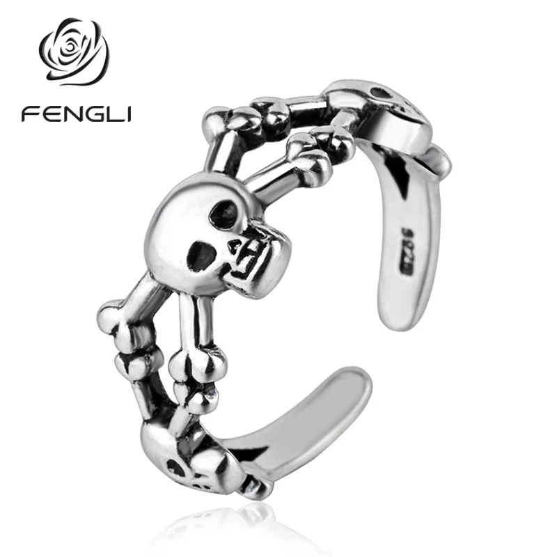 

FENGLI Antique Silver Shantou Shape Rings Punk Adjustable Vintage Ring for Women Men Trendy Jewelry 2019 New Arrival Anneau