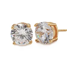 MxGxFam одиночные серьги гвоздики для женщин круглые(9 мм/6 мм) Сияющий кубический цирконий 18 Ca золотой цвет сделано без свинца и никеля