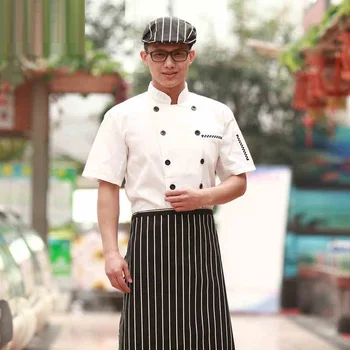 

(Hat&Shirt&Apron) white cooker work shirt chinese chef captain uniforms with chef cap and apron baker wear ship by