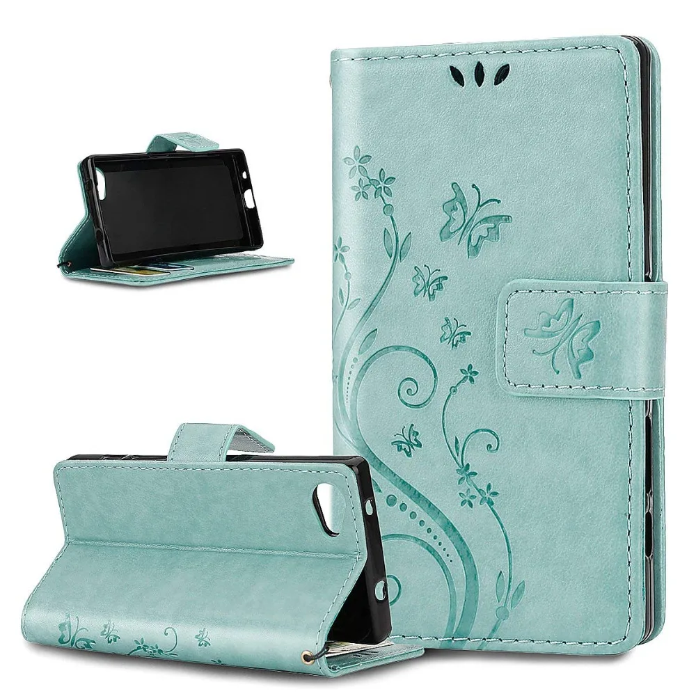 Butterfly Flower Patterned PU Leather Wallet Case Cover For Sony Xperia XZ2 XZ1 Z3 Mimi Z5 E5 XA Z3 Z5 Mini XA1 Phone Capa Coque (6)
