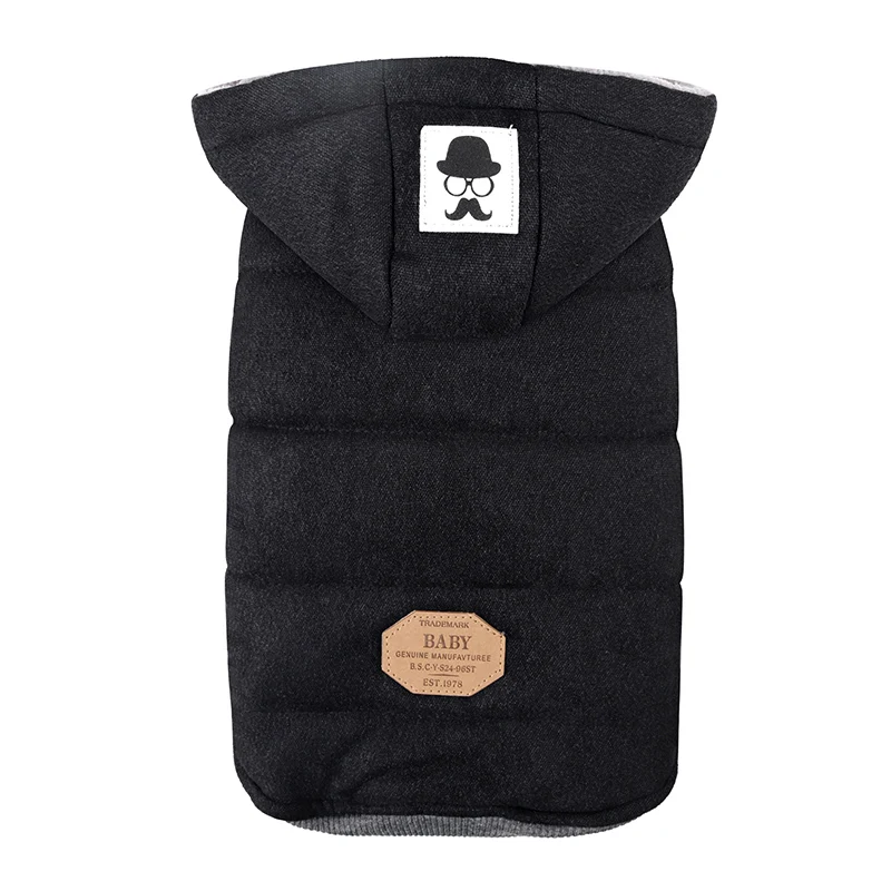Пальто с капюшоном для собак, куртки, зимний хлопковый толстый теплый костюм для щенка чихуахуа, синий/серый, одежда для собак, S-2XL - Цвет: Black