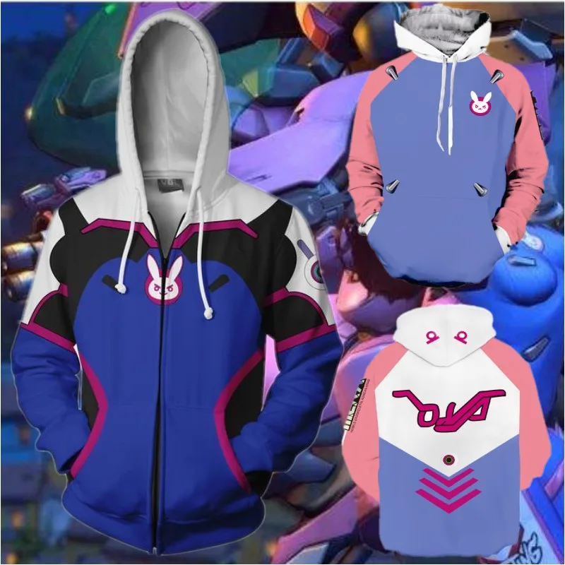 Толстовка с капюшоном OW D.VA Dva костюм для косплея 3D свитер мужчин и женщин куртка