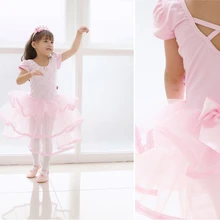 Розовая балетная юбка с короткими рукавами для детей 3-8 лет платье-пачка для танцев танцевальное платье для девочек детское платье высокого качества
