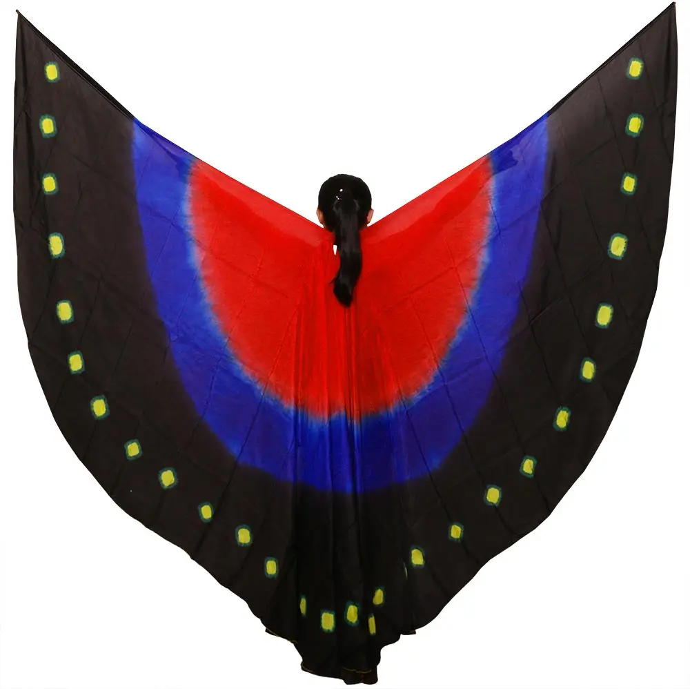 Belly Dance Isis Wings Children Belly Dance Wings Belly Dance Accessories Dance Wings Red+Royal blue+Black No Sticks 270cm 2 pcs
