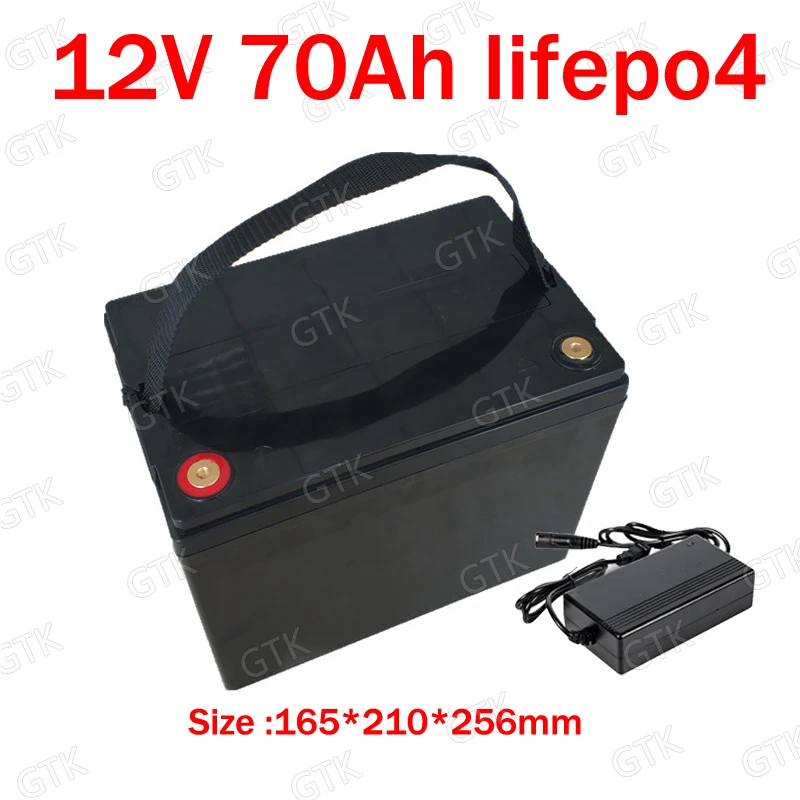 

GTK Waterproof lifepo4 12v 70ah lithium battery 12v batteria BMS 4S 12.8V for golf cart boat toy car caravan light +10A charger