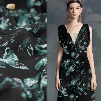 

Digital inkjet silk georgette fabric summer thin perspective scarf dress shirt silk fabric tulle fabric wholesale silk cloth