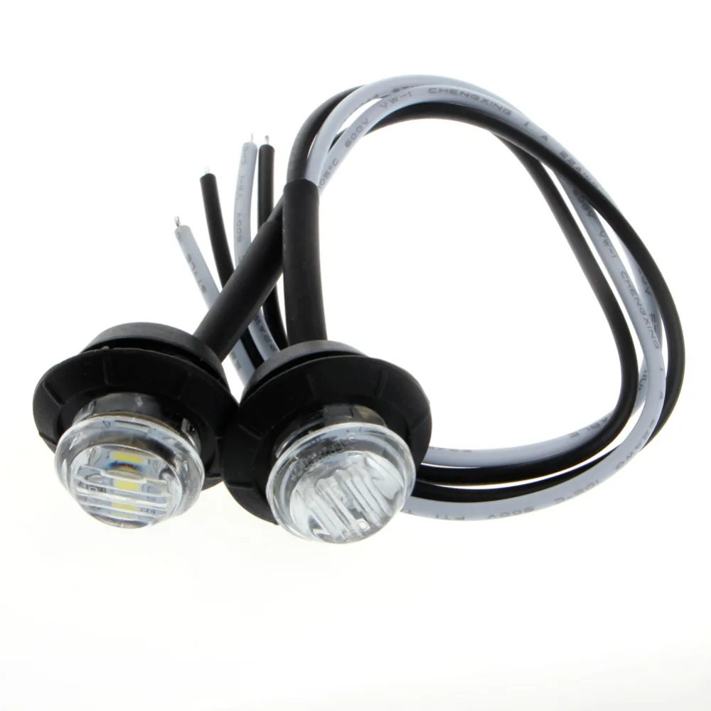 

2X Mini White 3/4" Round Side 3 LED Waterproof Marker Trailer Car Bullet Light