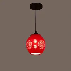 E27 LED Подвесной Светильник Подвеска Падения Лампы Китайский StyleJingdezhen Полые Керамические Loft Кофейни Бар Ресторан Кухня Огни