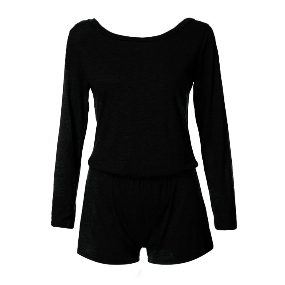 Для женщин Playsuit Повседневное один с плеча длинными рукавами плотная комбинезон
