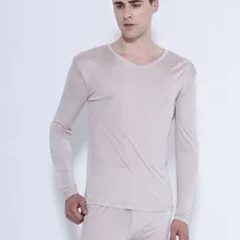 Высококачественное шелковое нижнее белье из чистого шелка мужской костюм тонкий v-образный вырез 2