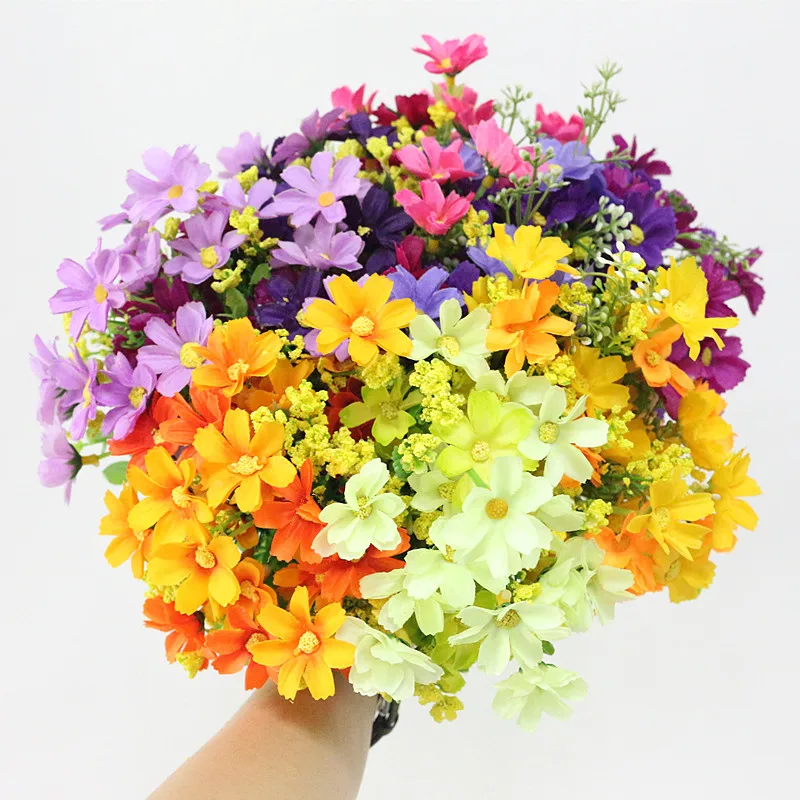 Flone Mini Artificial Daisy Silk Flower Simulation Persian Chrysanthemum Flowers Bouquet Wedding Home Office Party Decor Floral (31)