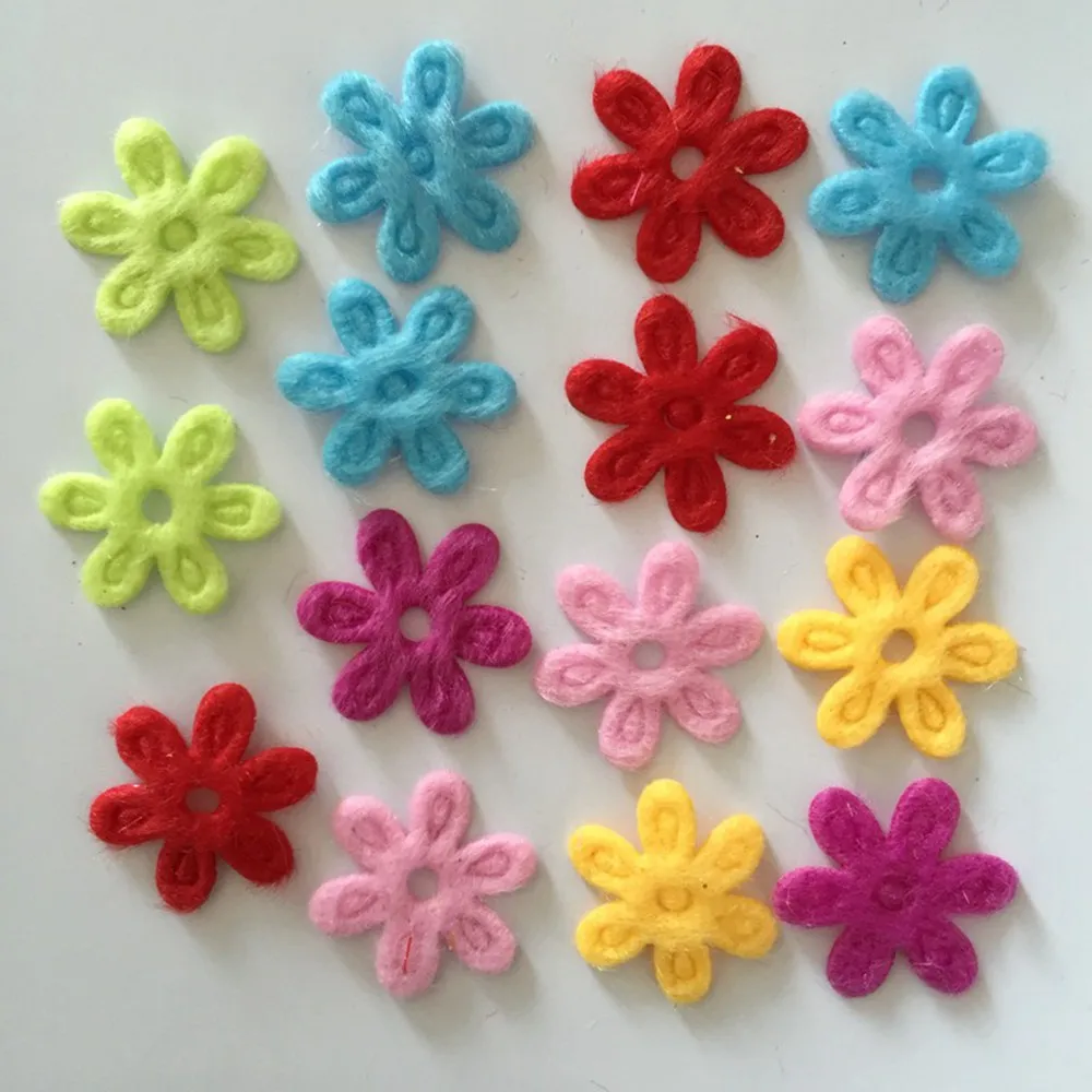 100pcs 15mm Padded Flat Spring Flower Appliques Craft DIY Wedding