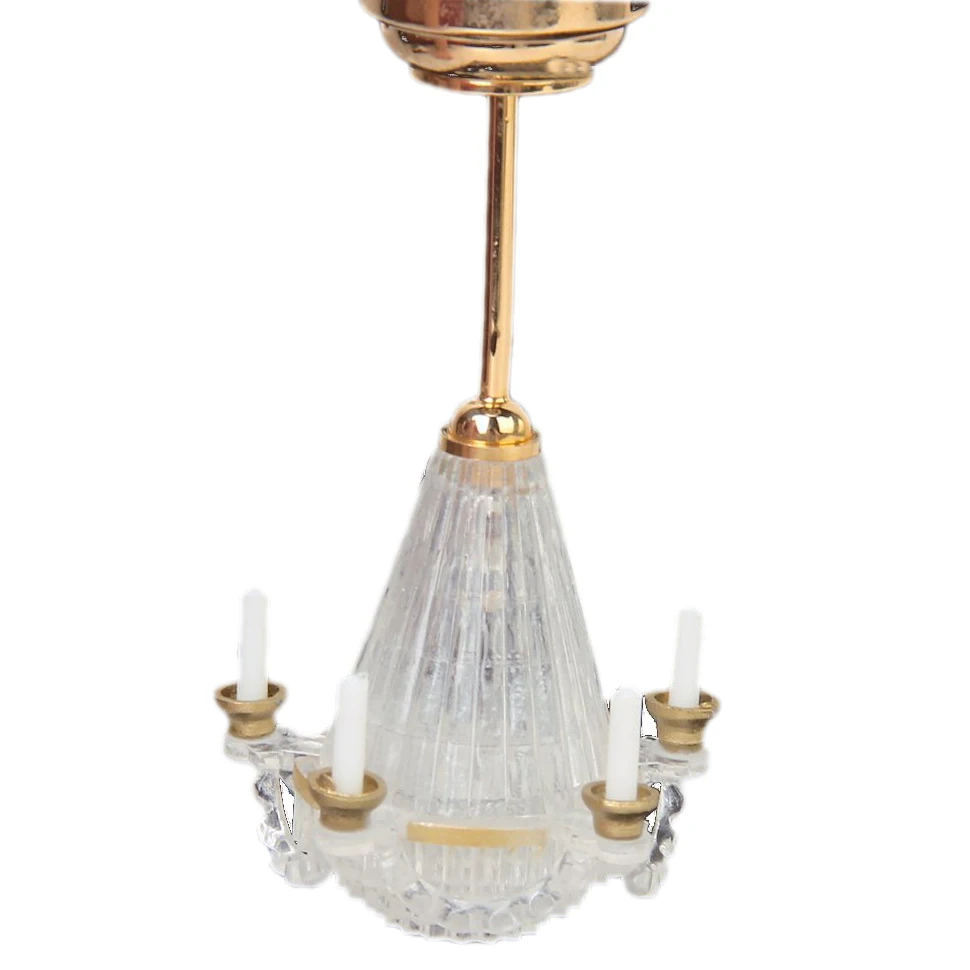 Миниатюрный светодиодный потолочный светильник 12 В, электрическая свеча для 1/12, украшение кукольного дома, мебель, золото