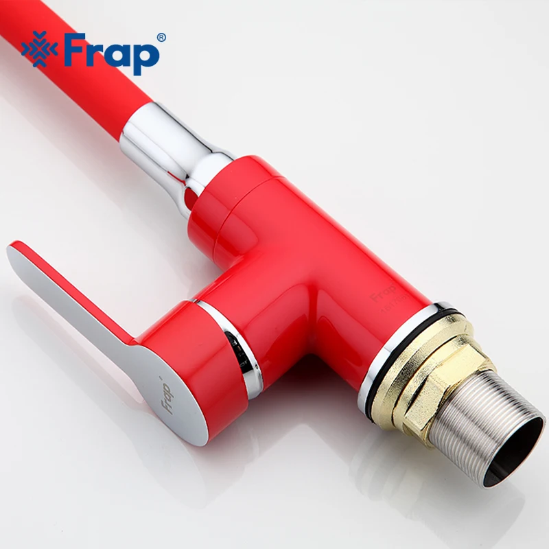  Frap red Brass Universial Rotary Flexible Kitchen Mixer Color Faucet Pull Down Sink Tap Single Hand - 32838218620
