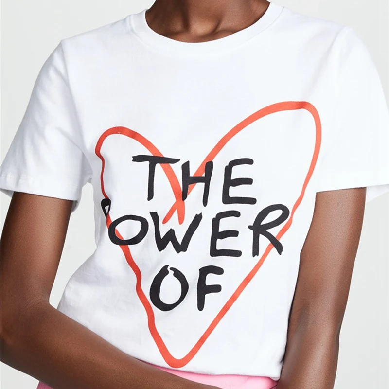 

Love Letters Print T Shirt For Womens Summer Casual White Tshirt 2019 New Fashion Ladies Basic Loose Top Tee camiseta mujer