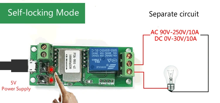 Sonoff Wi-Fi Беспроводной смарт-переключатель релейный модуль DC 5 В для умного дома для Apple для Android приложение управление самоблокировка 433 МГц