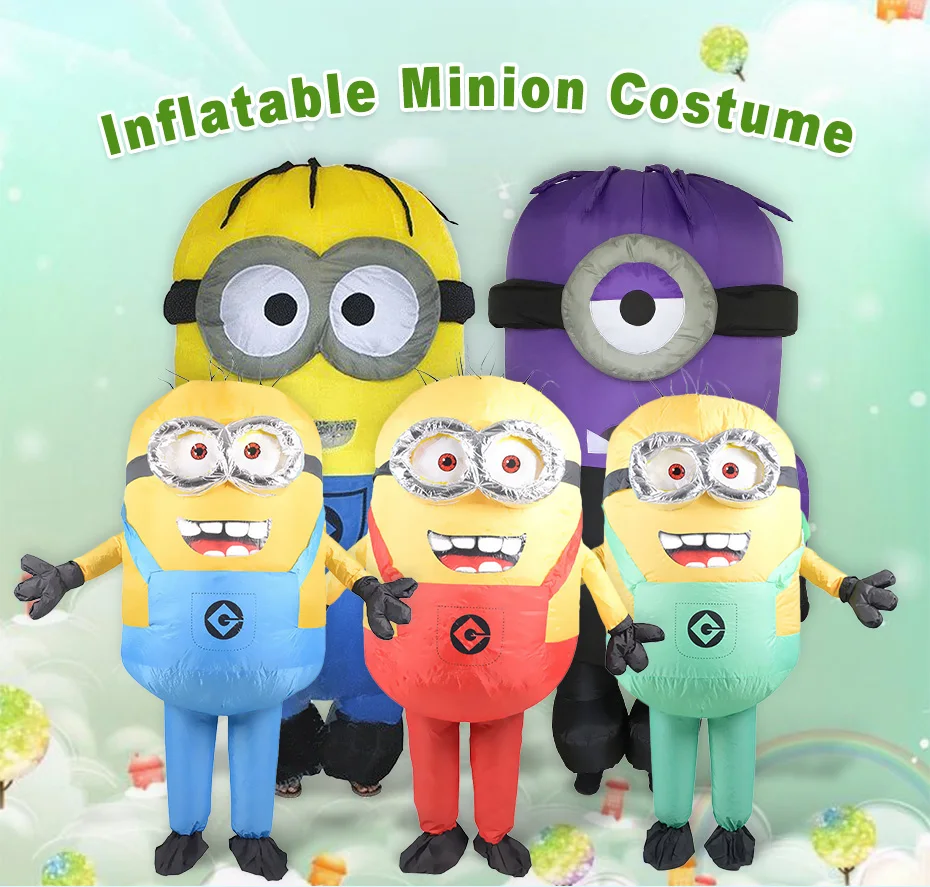 Men Women Inflatable Minion Costume Halloween Party Costumes Despicable Me Mascot Costume Minion Cosplay Clothing for Carnival