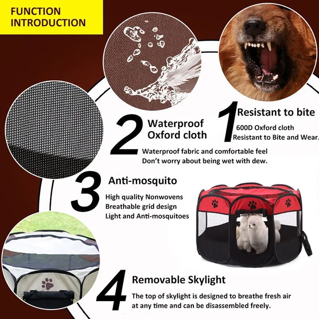 Pet Bed Portable Pet Tent Folding Dog House Cage Dog Cat Tent Playpen Puppy Kennel Easy Operation Octagonal Fence Drop Shipping - Image 3