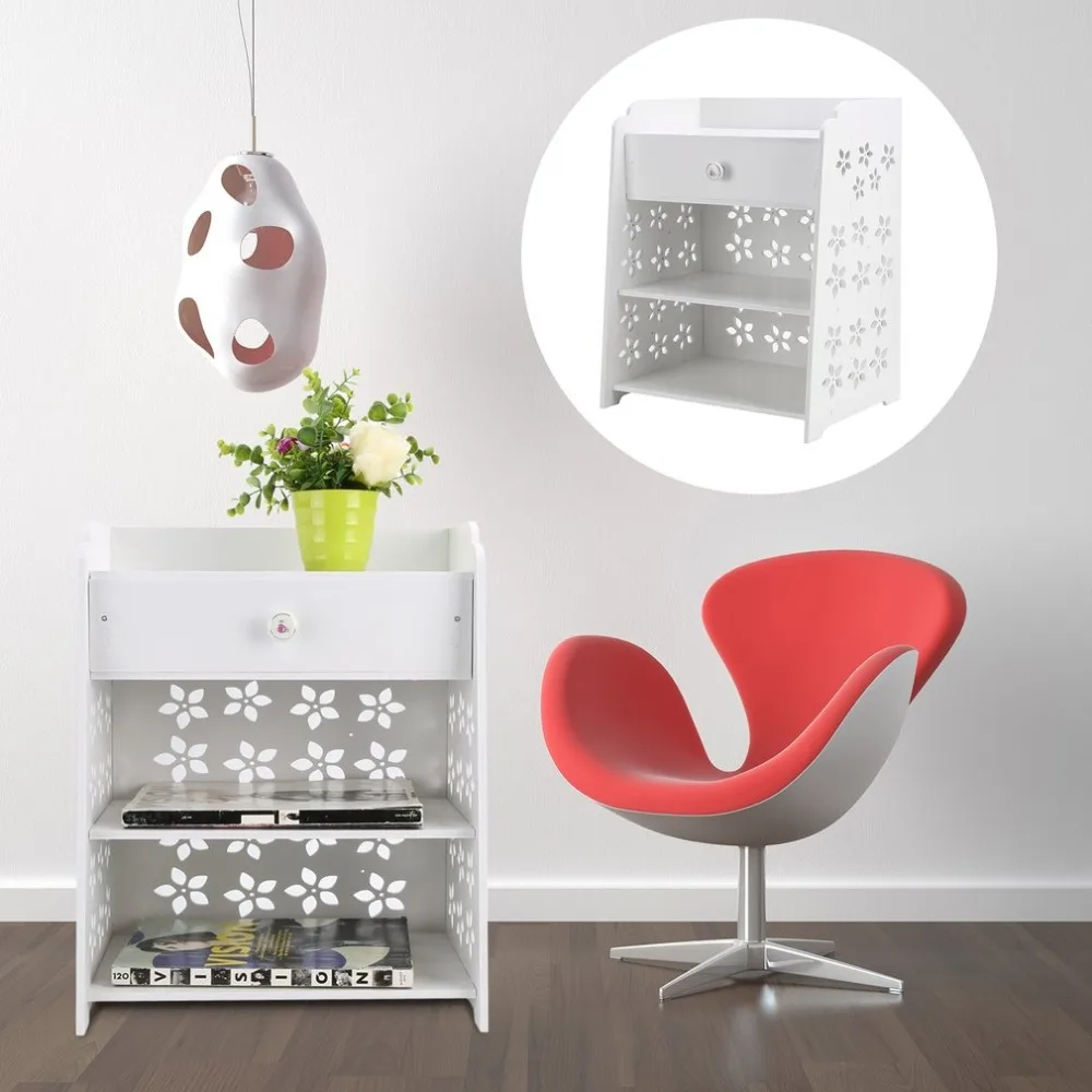 Bedroom Flower Bedside Table Modern Storage Rack Eye-catching Wood Cabinet Universal Home Nightstand Bedroom Furniture
