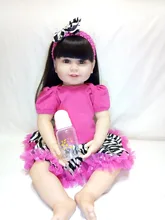 silicone reborn babies dolls rose red dress vinyl baby dolls 61cm awesome Toy childrens day gift for girlfriend mother children