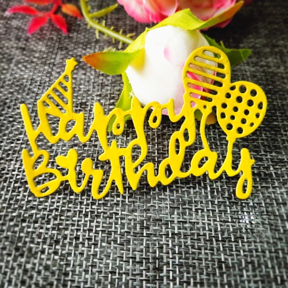 

New Happy Birthday Metal Cutting Dies for Scrapbooking DIY Album Embossing Folder Paper Cards Maker Template Decor Stencil Craft