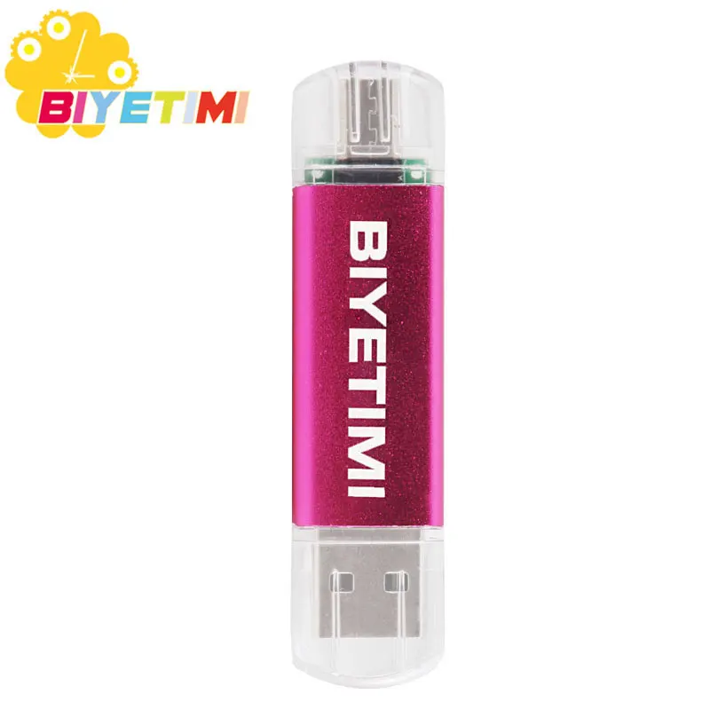 Розовый Флеш-диск usb 2,0 флеш-накопитель usb флеш-накопитель 32 ГБ 64 ГБ micro usb карта памяти Biyeitmi - Цвет: Розовый
