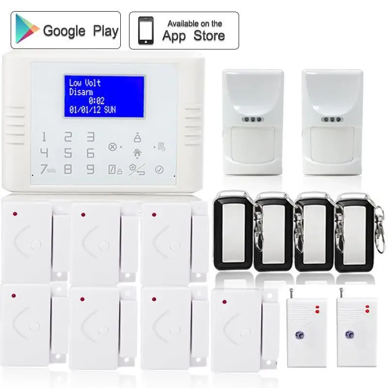 

433 Wireless PSTN GSM Alarm System Home Burglar Security Touch Keyboard Alarm pet friendly wireless home alarm PIR free shipping