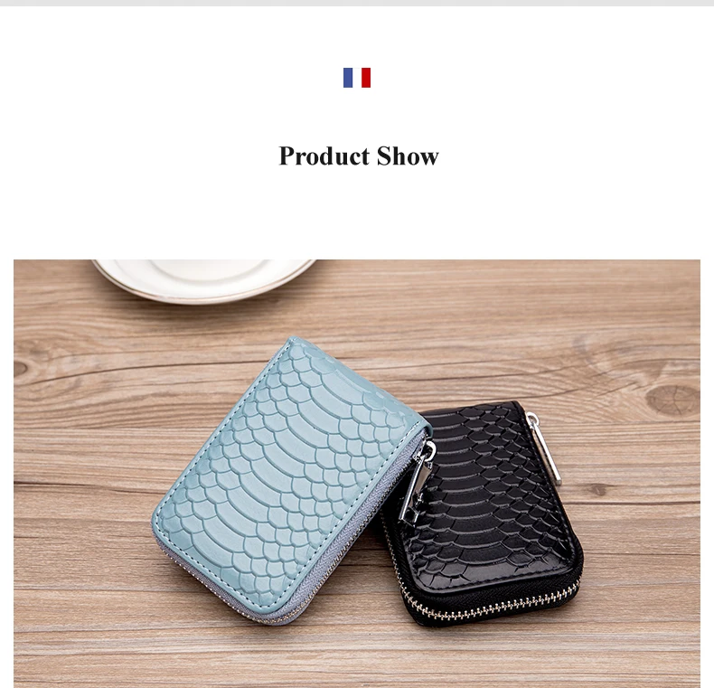 Lomelobo Unisex Serpentine Card Holder Split Leather Women Men Credit ID Business Cards Wallet Fashion Bank Cards bag Coin Purse HCL7148 Details (09)