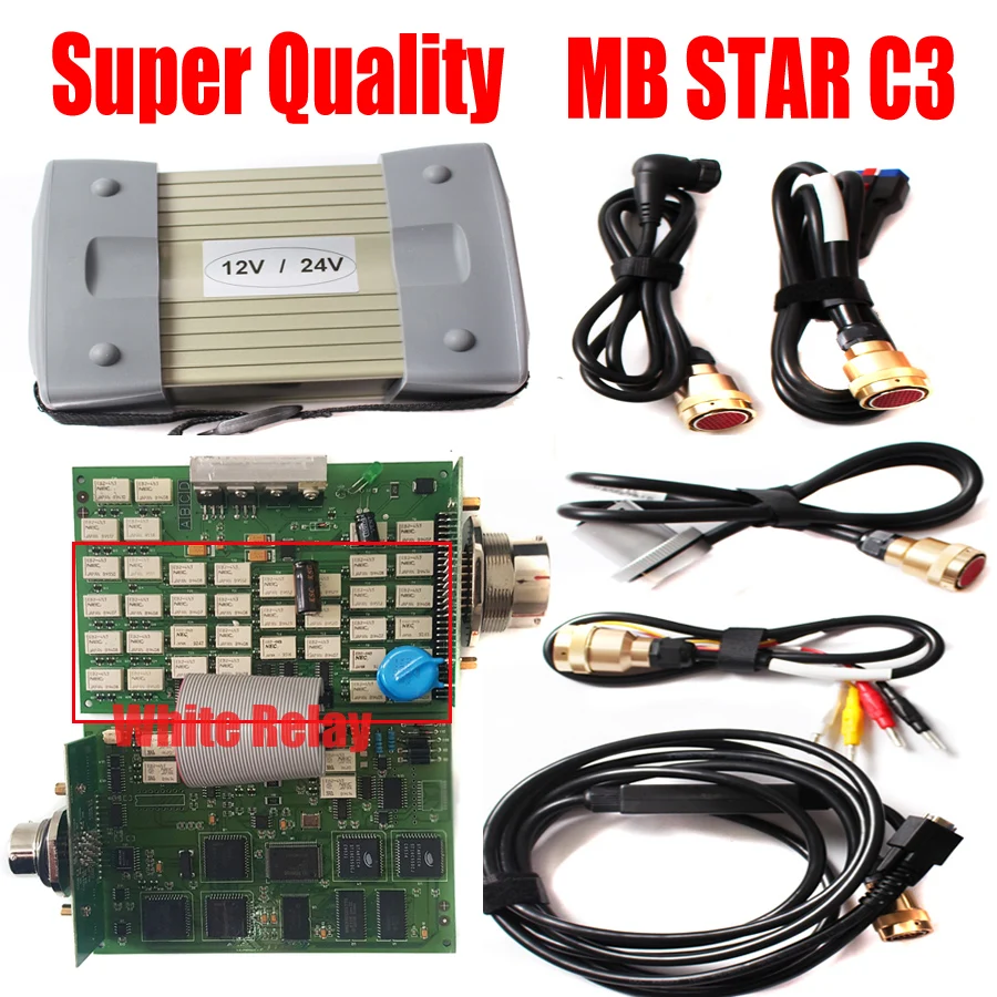 

2019 Super C3 MB Star C3 Multiplexer mb sd connect compact 3 full chip white relay with cable diagnostic tools No HDD diagnosis
