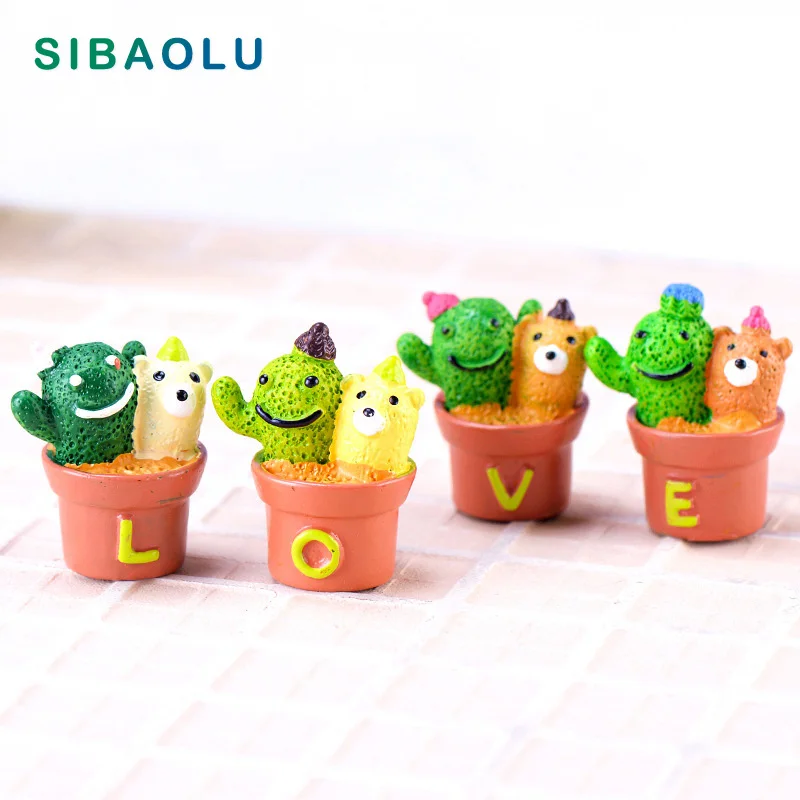 

4pcs Artificial LOVE Bottled Plant Model Mini figurine fairy garden Resin Craft home miniature ornament desk office decoration