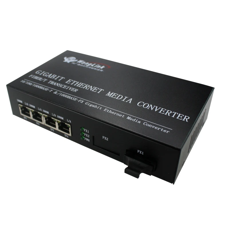 Gigabit 4 port ethernet switch fiber optic media converter Multi Mode dual fiber 850nm distance 550M 1 pair 10 100 1000mbps 2 fiber ports 2rj45 ethernet ports multi mode dual fiber media fiber optic