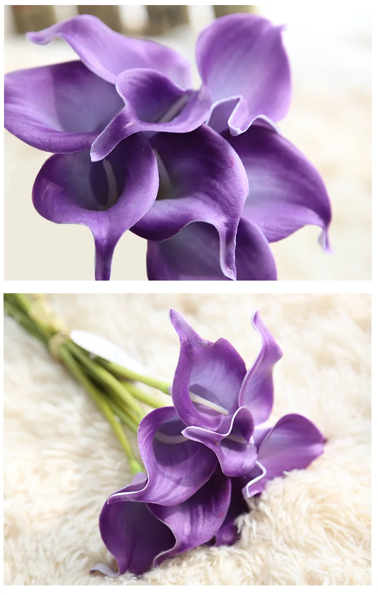 6PCArtificial PUCalla с свадебным украшением, букеты для дома, Осеннее украшение, искусственные растения, роскошный Декор для дома