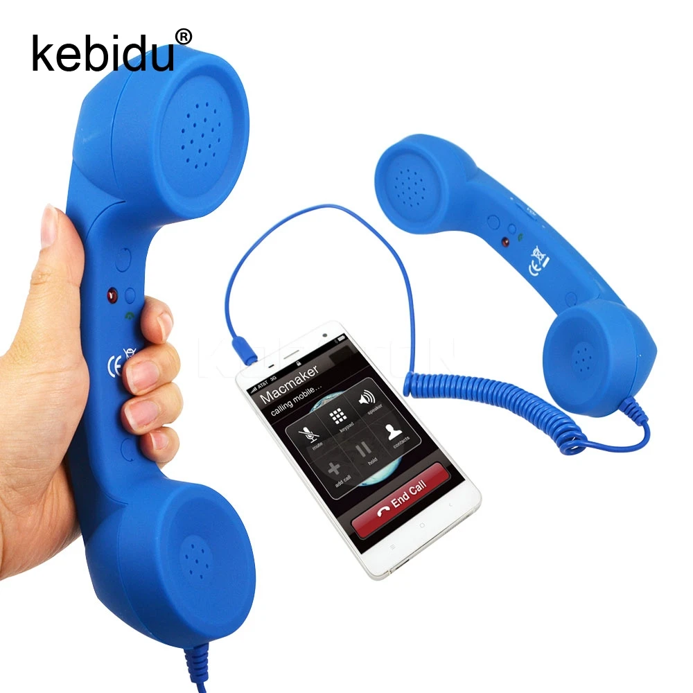 Kebidu 10 шт. новейший Fasional Mic Ретро телефон поп сотовый телефон микрофон телефона громкость дистанционное управление 3,5 мм кабель для Iphone