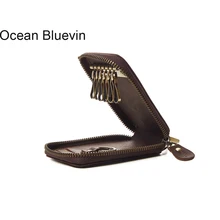 Океан BLUEVIN Новинка; Лидер продаж настоящие из воловьей кожи для ключей держатель натуральная кожа маленькие кожаные Товары Повседневное модные Футляр для ключей для Для мужчин Для женщин