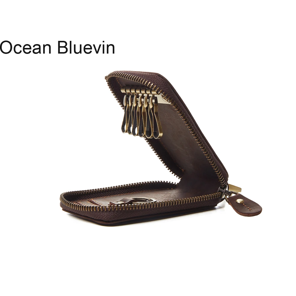 

OCEAN BLUEVIN New Hot Real Cowhide Leather Key Holder Genuine Small Leather Goods Casual Fashion Key Case Holder For Men Women