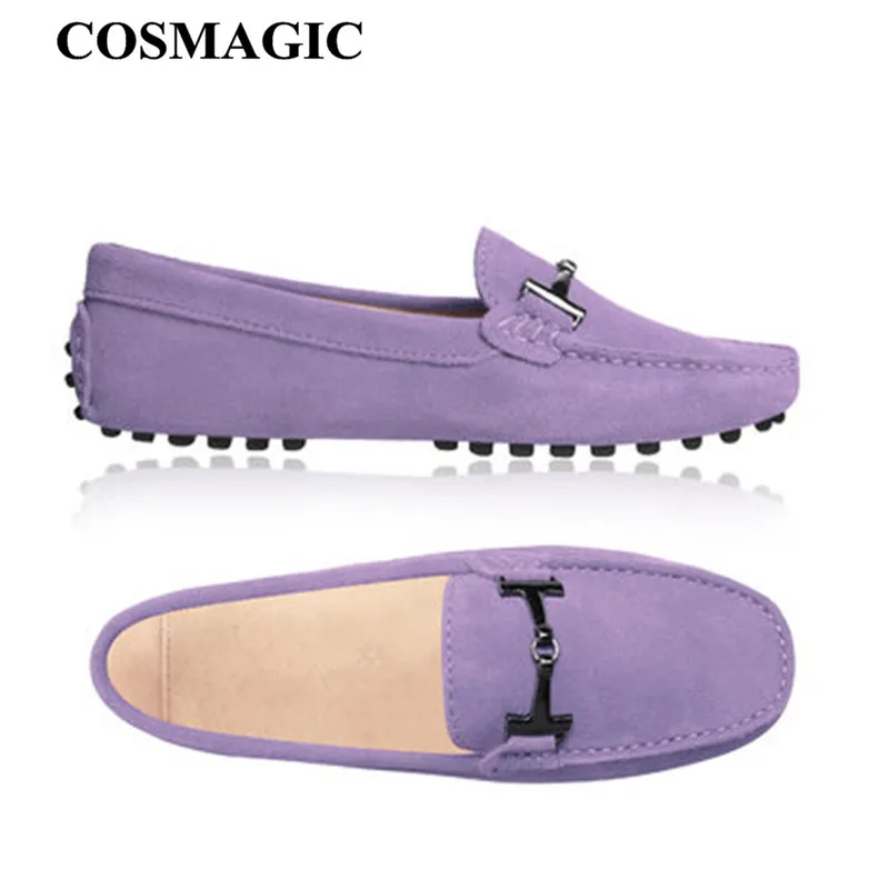 

COSMAGIC Clearance Sale Women Flats 2019 Spring Metal Chains Driving Loafer Candy Color Soft Slip on Moccasin Boat Shoes