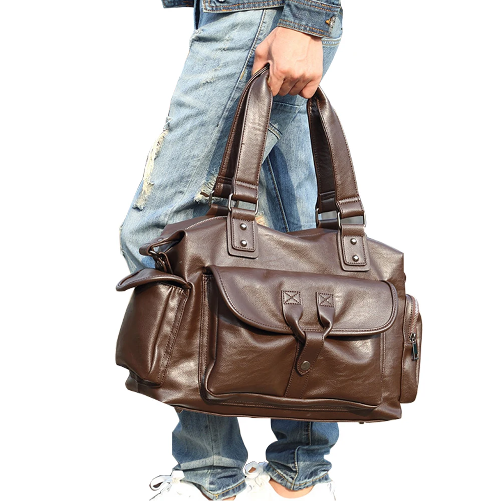 Casual Crossbody Bag for Men Pu Leather Retro Luxury Quality Portable