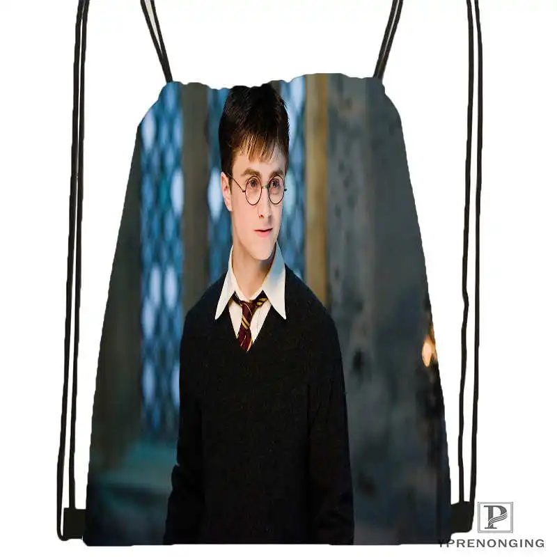 Drawstring Backpack Custom Гарри Поттер-походная сумка на шнурке для мужчин женщина милый рюкзак дети ранец(черный Назад) 31x40 см#20180611-03-158 - Цвет: Drawstring Backpack