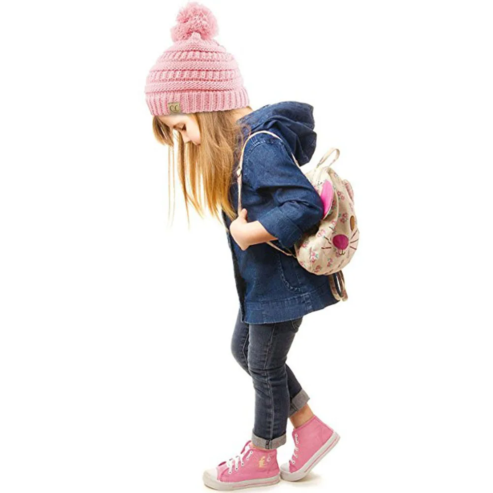 Зимние Теплые Симпатичные Hat помпонами шапочка для мальчиков и девочек детская шапка Кепки шерстяного трикотажа шапочки Шапки унисекс для