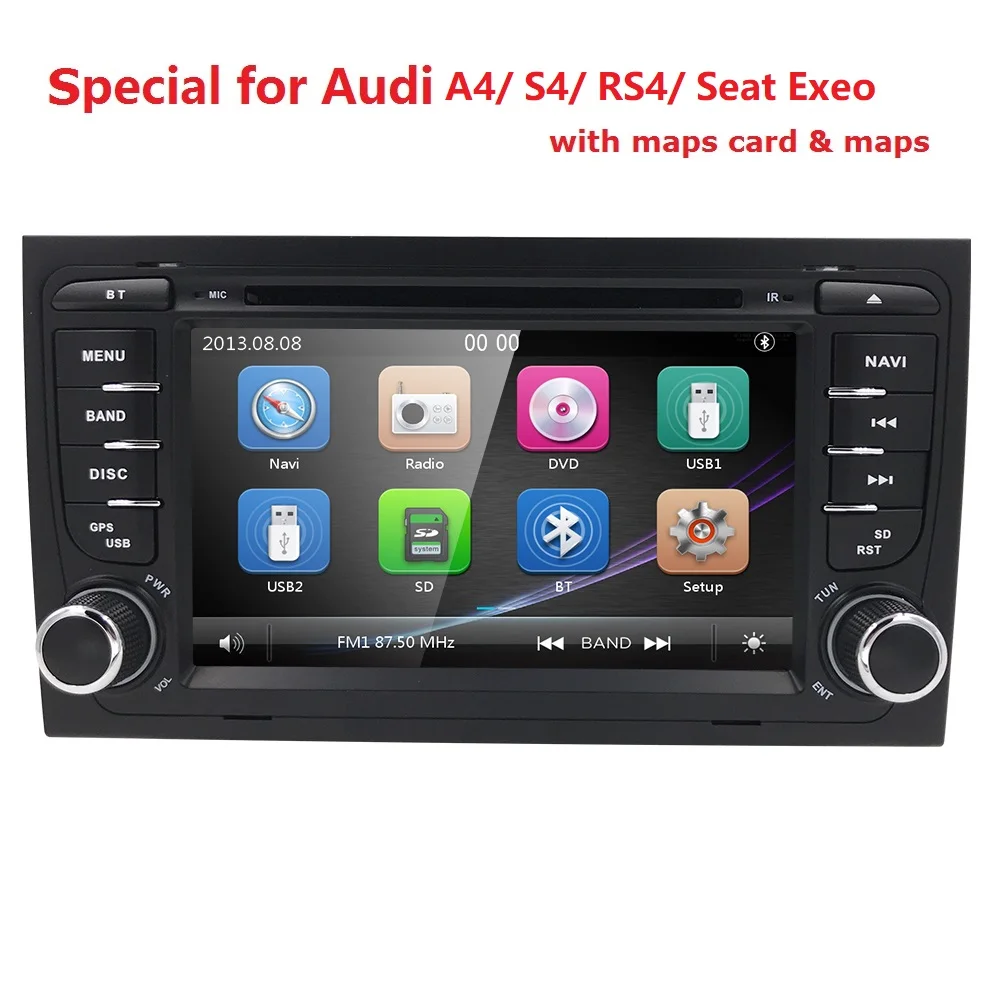 

7"Capacitive Touch Screen Car DVD Player for Audi A4 (2002-2008) Audi S4/RS4 GPS BT DAB SD Radio RDS Canbus Map DVBT SWC EQ USB