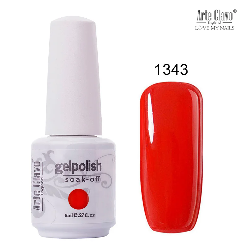  Arte Clavo 8ml Nail Polish Nail Gel Soak off LED UV Hybrid Gel Lacquer Nail Primer Gel Varnish Red 