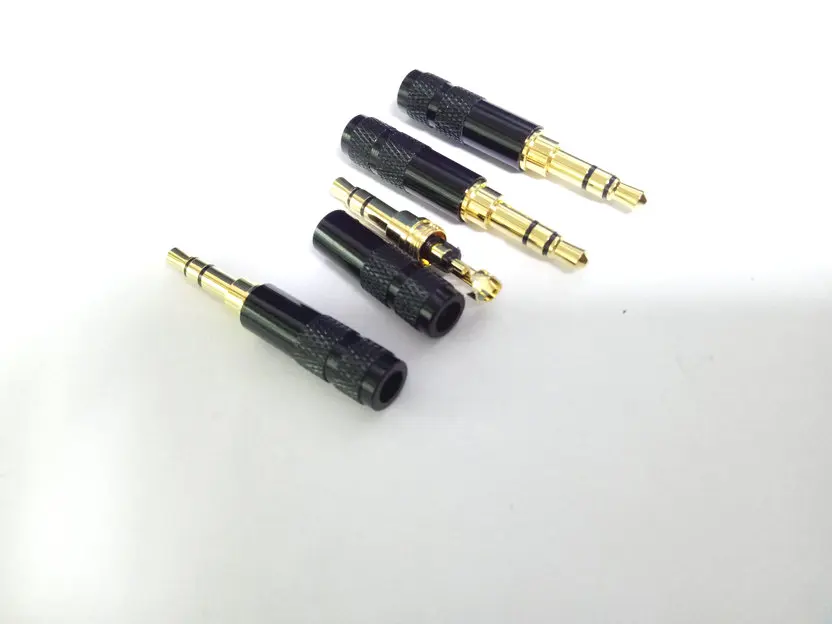 100pcs black mini copper 3 5mm stereo Repair headphone Plug soldering adapter