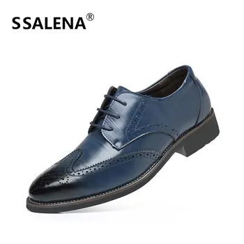 

Men Pointed Toe Leather Casual Shoes Male Breathable Lace Up Brogue Shoes Men Formal Business Wedding Flat Shoes AA60693