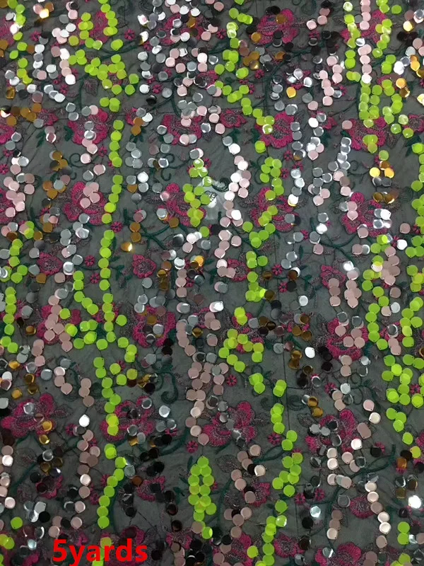 

2019 African sequins Laces Fabrics Guipure French tulle Lace Fabric with sequin High-quality Nigeria Lace Fabric XHUIAP051