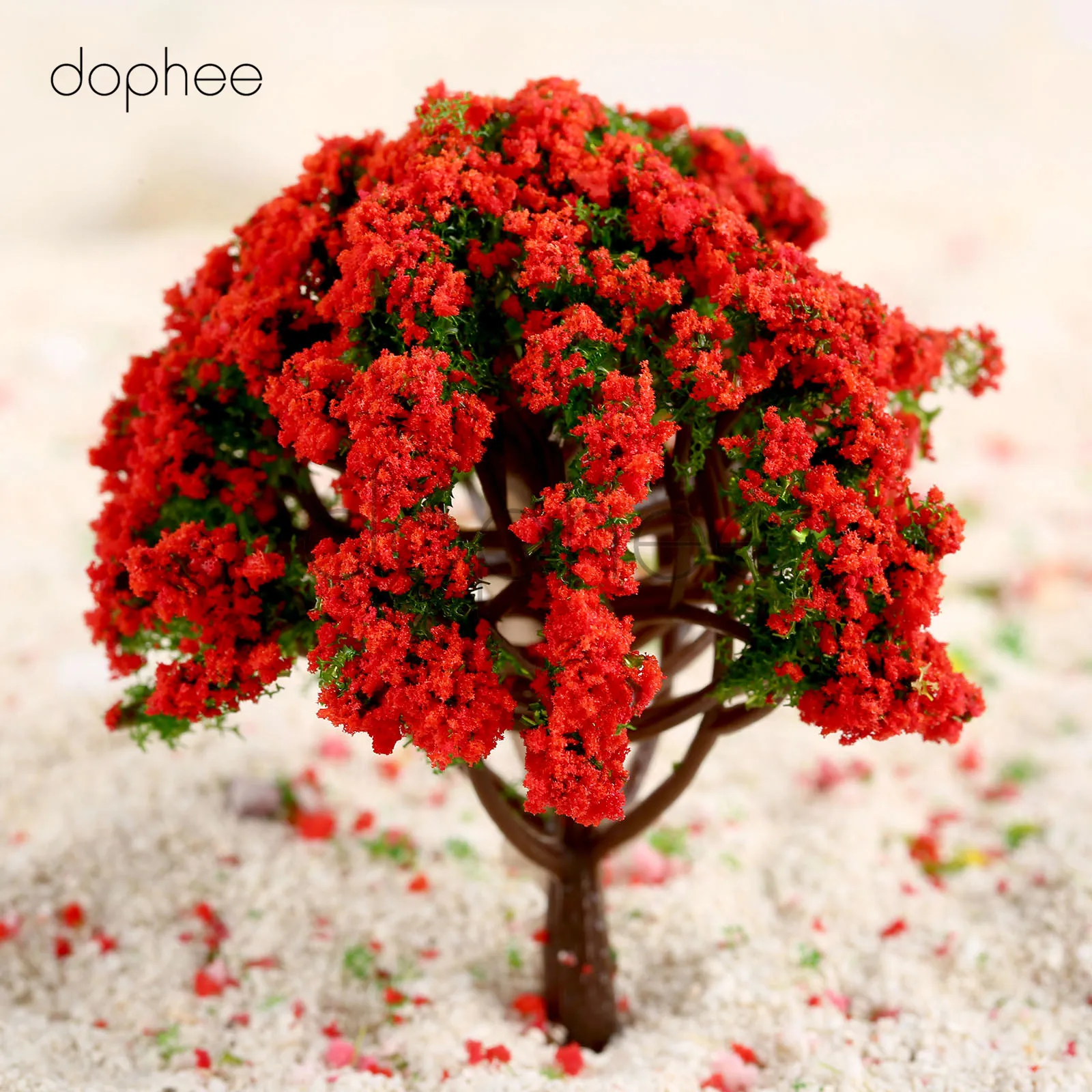 Dophee 10 шт. модель дерева с красным цветком OO HO Scale 4 размера 3 8 см зеленый набор
