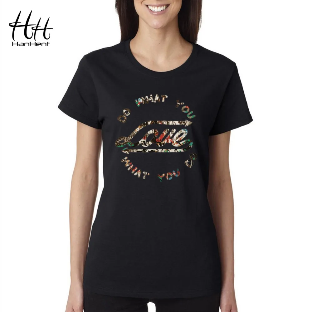 HanHent Do What You Love футболка Momen с коротким рукавом и круглым вырезом футболки модные