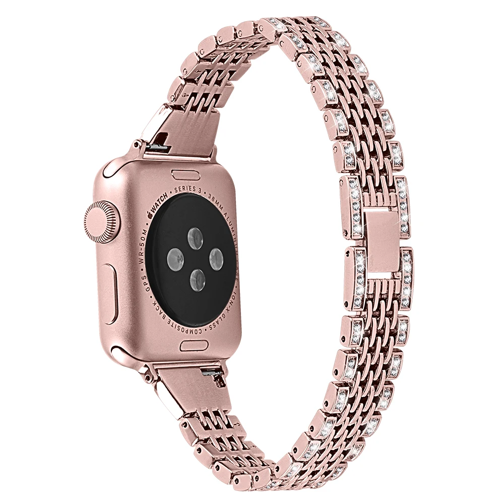Ремешок из нержавеющей стали для Apple Watch браслет с алмазным покрытием series 4 3 2 1 iWatch
