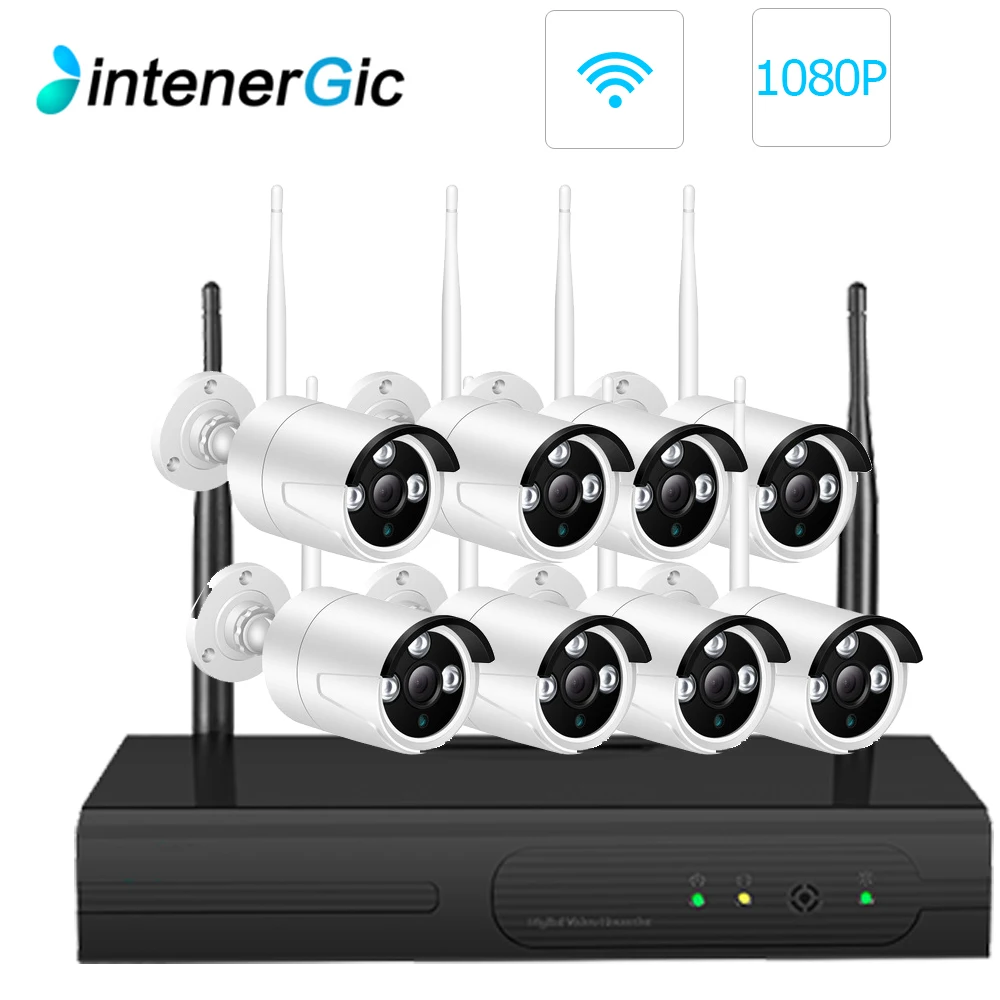 

INTENERGIC CCTV Camera System Wifi 1080P NVR Kit 8CH 1080P HD IP Camera Audio Record Outdoor Night Vision Security Camera System