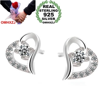 

OMHXZJ WHOLESALE Fashion girl Sexy woman jewelry shine bright AAA zircon wish love Heart 925 Sterling Silver Stud Earrings YS64